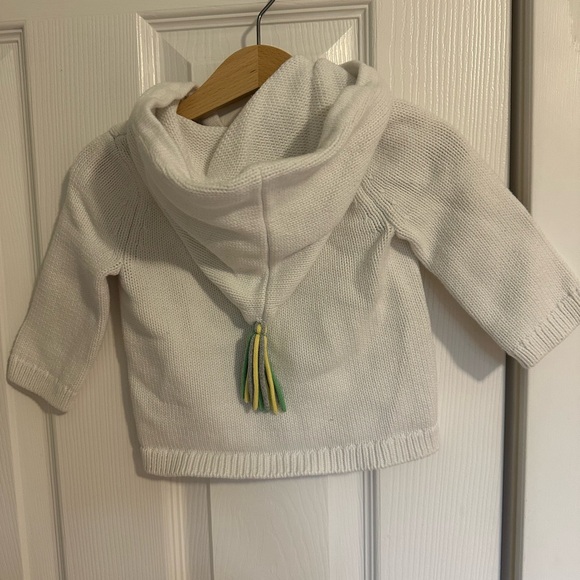 Hanna Anderson White Knit Baby Hoodie with Tassel - Picture 1 of 2